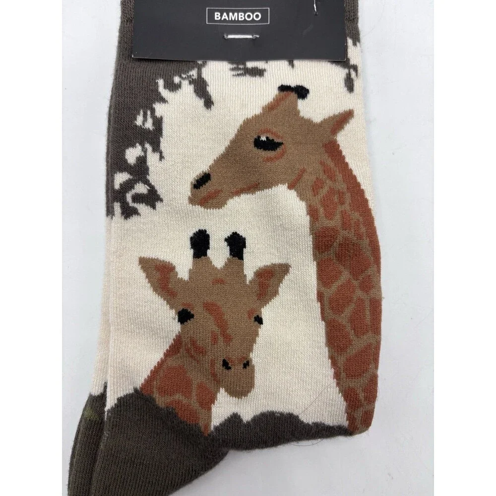 Sexy Socks Bamboo Giraffe Crew Socks Novelty Animal Print One Size NWT